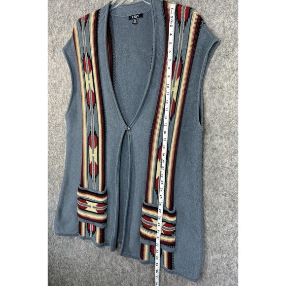 Ralph Lauren Chaps Tribal Aztec Pattern Open Duster Cardigan Vest Size 2X - Picture 2 of 7